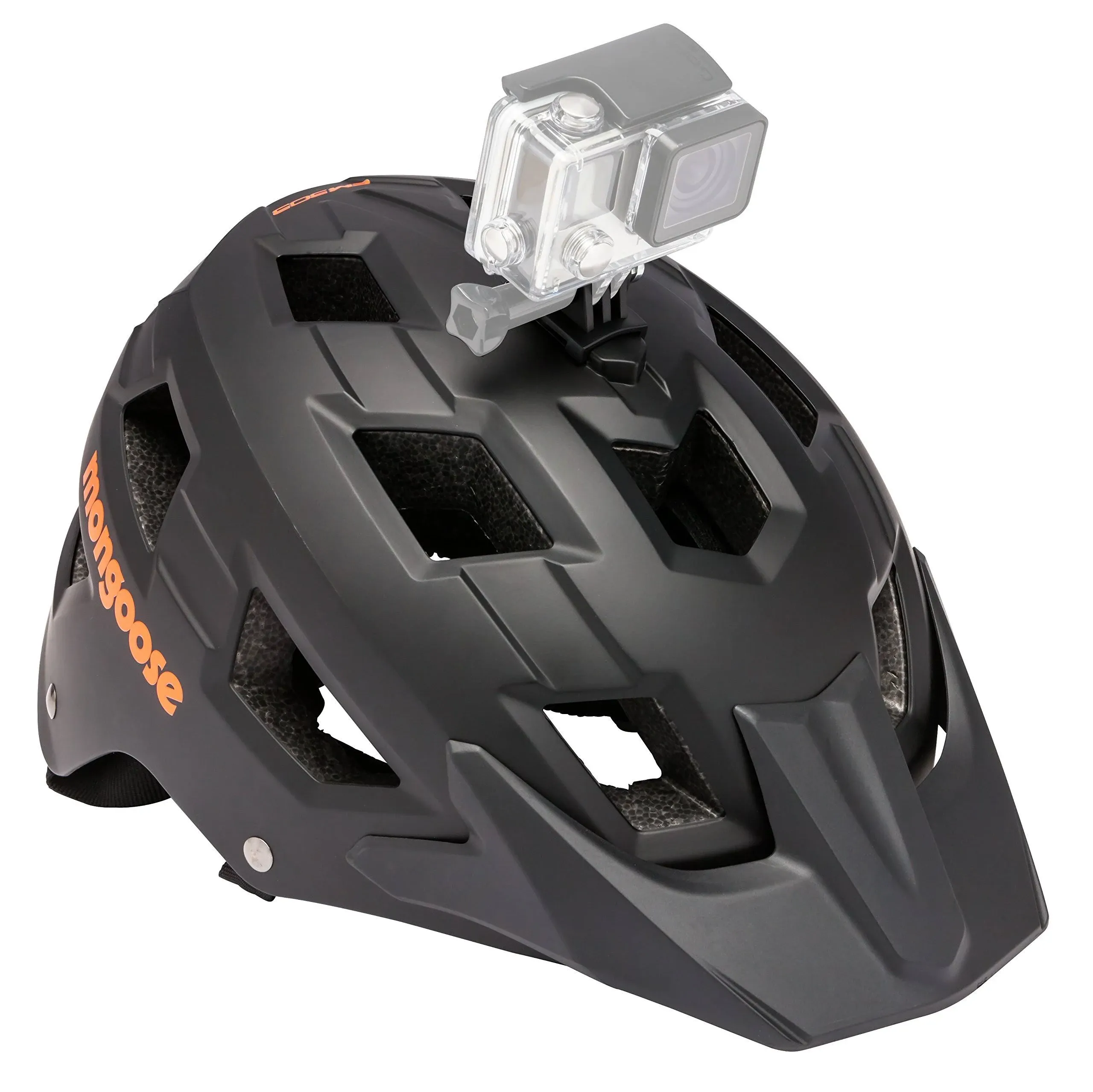 Mongoose Capture Adult Bike Helmet with Go Pro Camera Mount, Black