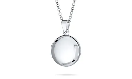 Medium Large Round Photo Locket Hold Pictures 925 Silver Necklace None Silver Medium Sterling Silver