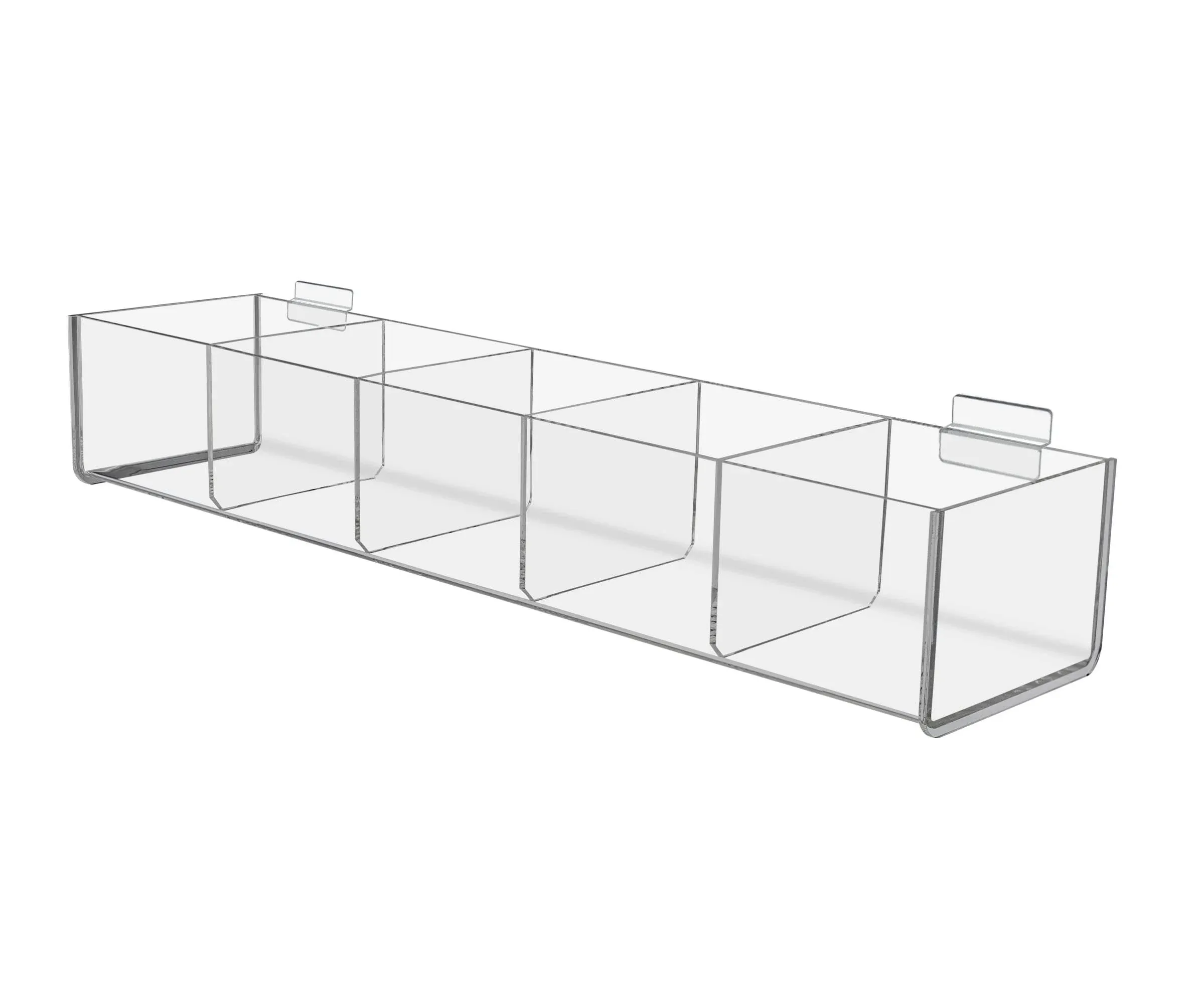 Slatwall Acrylic Retail Tray Clear 5 Compartment Retail Product Storage Bin