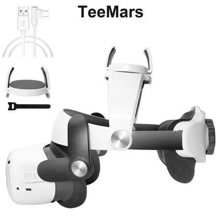 TeeMars Head Strap for Oculus Quest 2 Elite Strap Replacement for Quest 2 VR Headset VR Accessories Upgraded Leather Headband with Bracket and Link Cable