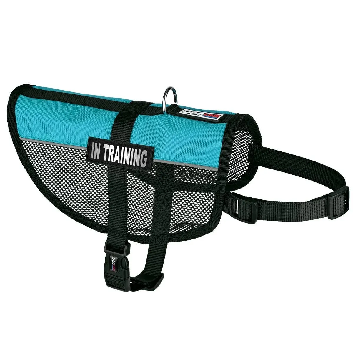 Dogline 22-29 MaxAire Mesh Vest for Dogs and 2 Removable in Training Patches, Large, Turquoise