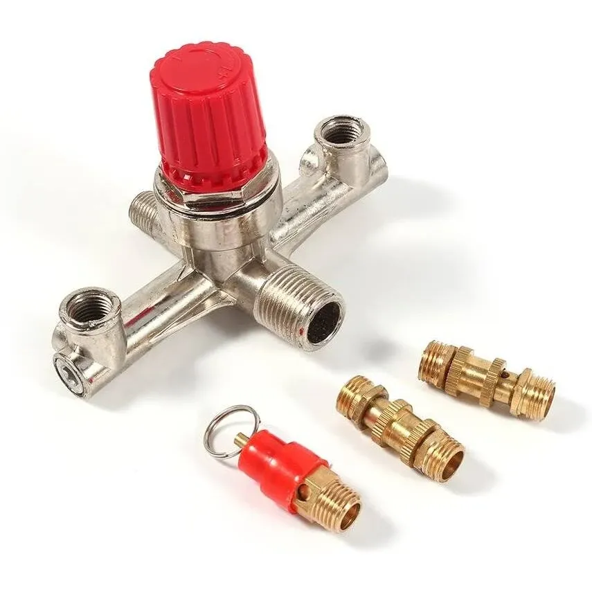 Double Outlet Tube Alloy Air Compressor Switch Pressure Regulator Valve Fit 