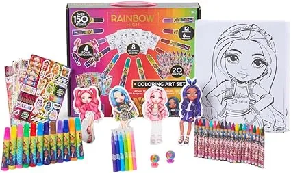 Rainbow High Girls Art Set Stickers Markers and Crayons for Kids 150 Pieces, Size: One Size