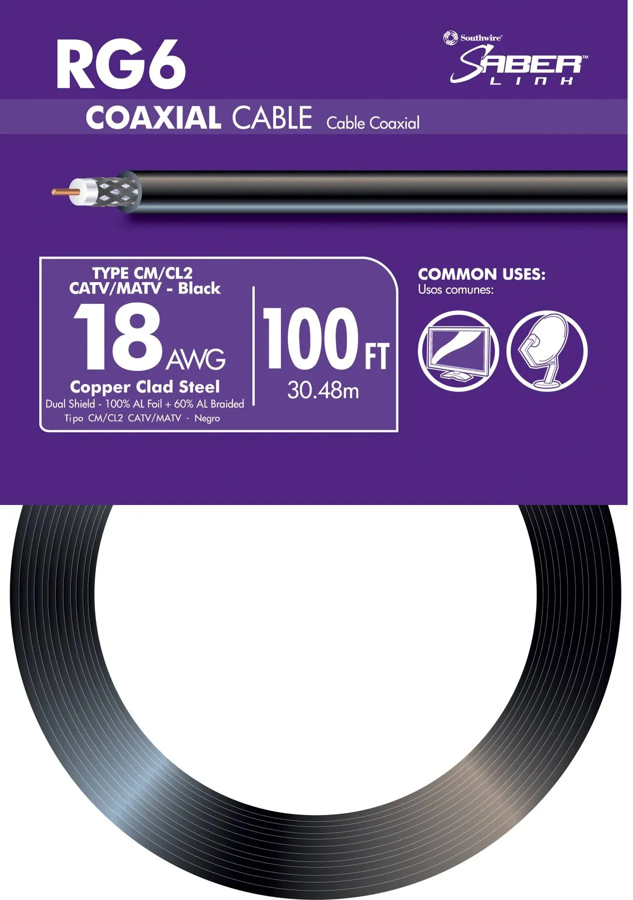 Southwire 56918243 Coax Cable, 18 AWG