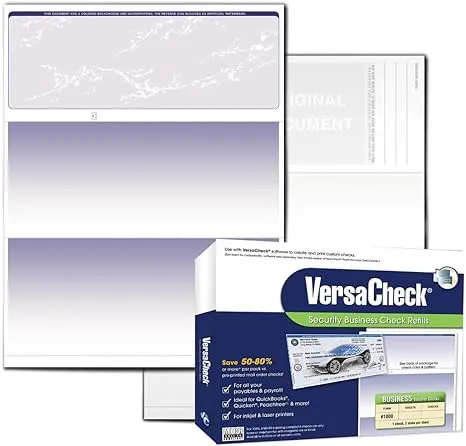 VersaCheck Secure Checks - 1000 Blank Business Voucher Checks - Blue Prestige...