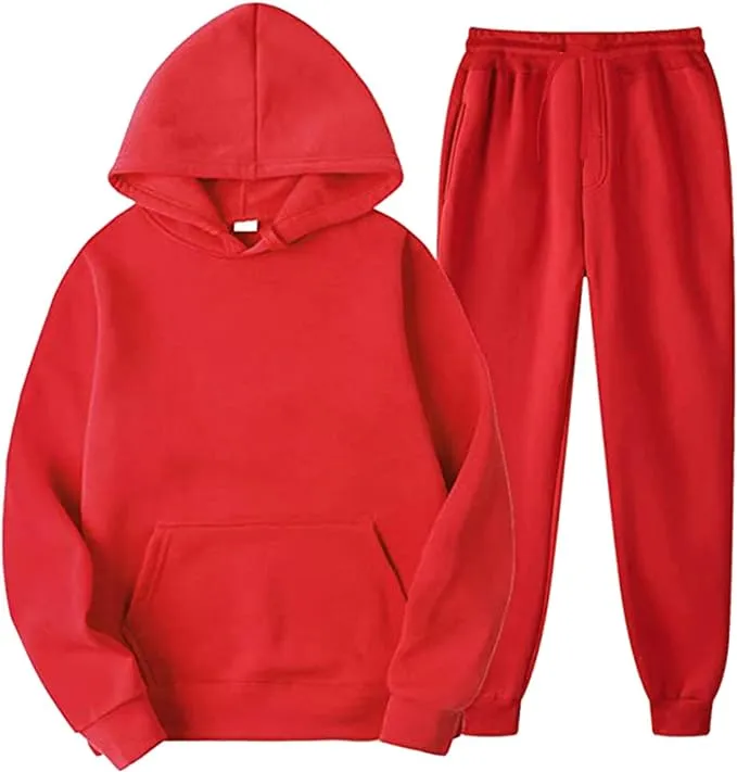 2pc Men Long Sleeve Hoodie+Pants Tracksuit Set Ladies Solid Baggy Gym Sport Suit