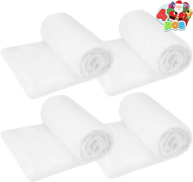 JOYIN Christmas Snow Blanket Roll (3x8 Ft,4 Pcs) for Christmas Decorations, Village Displays, Under The Christmas Tree-Thick White Soft and Fake Snow Cover for Holiday Decor and Winter Displays