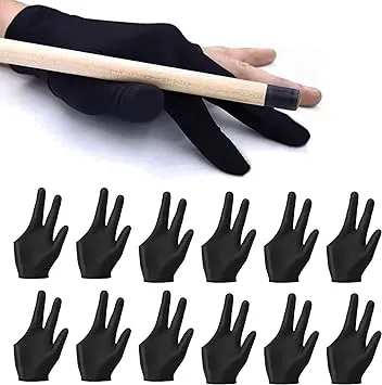 Billiard Gloves 3 Fingers Snooker Shooter Cue Pool Gloves, 12 Pack