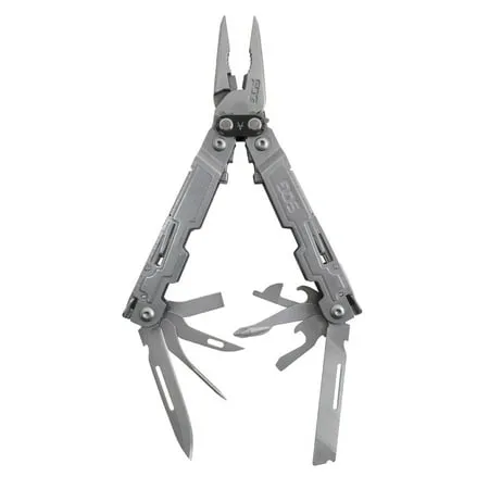 SOG PowerAccess Well-Rounded One-Handed Lightweight Daily Pocketable Stainless Steel Multi-Tool for Backcountry 18 Tools, Stone Wash