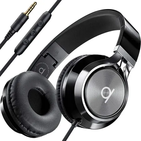 Artix CL750 Wired Headphones with Mic & Volume Control — Noise Isolating Computer Headphones Wired, On-Ear Headphones with Wire, Plug In Headphones for Laptop, Corded Headphone Over Ear Aux Jack 3.5mm