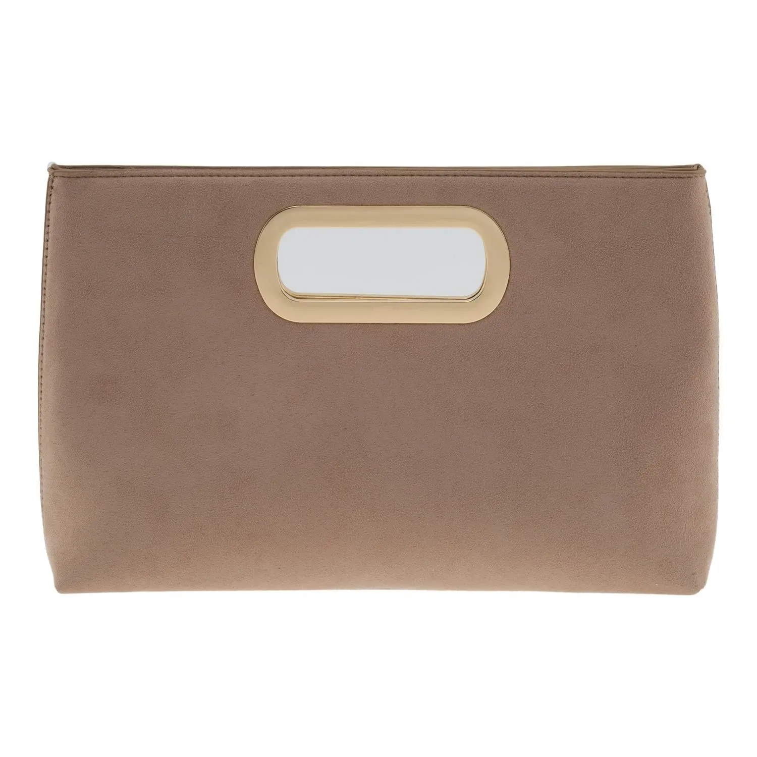 Top Handle Faux Suede Clutch