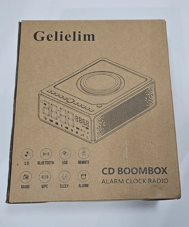 Gelielim CD Clock Radio CD Player Boombox with Remote Dual Alarm Clock with ...