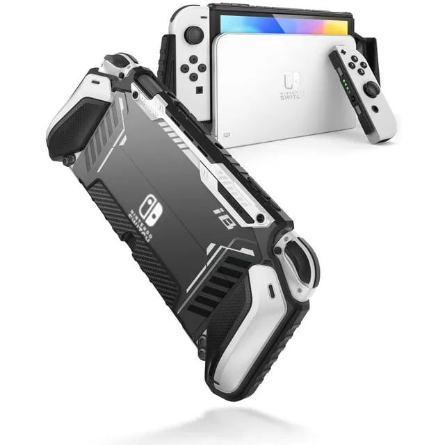 i-Blason Armorbox for Nintendo Switch OLED Case 2021, Dockable Rugged Protective Case Compatible with Nintendo Switch OLED Model and Joy-Con Controller (White)