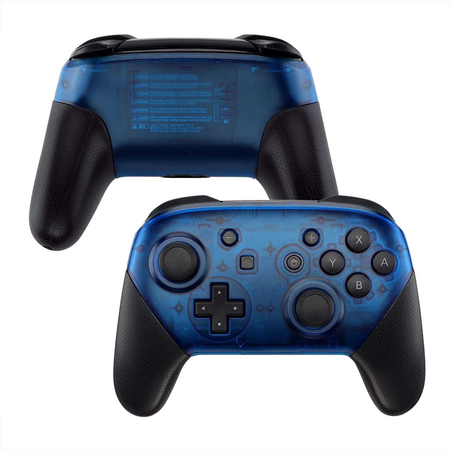 eXtremeRate Transparent Blue Faceplate and Backplate for Nintendo Switch Pro Controller DIY Replacement Shell Housing Case for Nintendo Switch Pro - Controller NOT Included