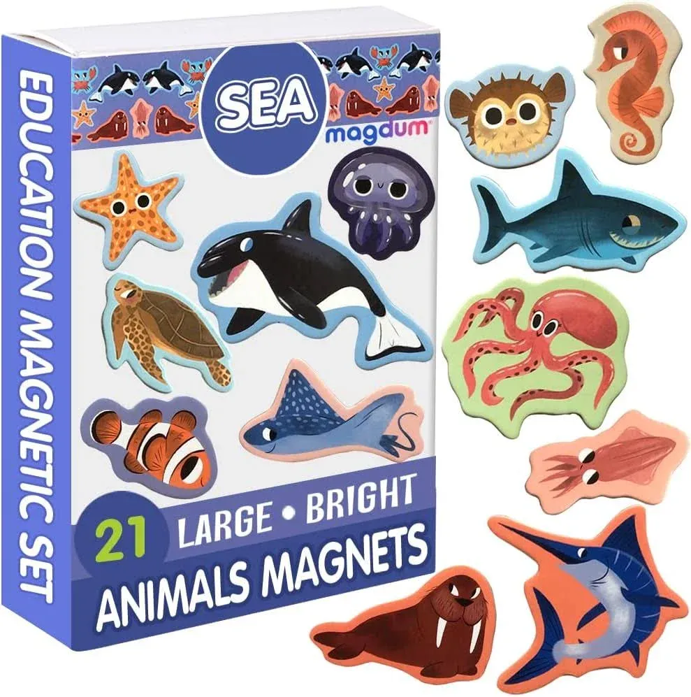 Toy SEA Animals - Animal Magnets for Kids -Real Large Fridge Magnets for Toddlers- Magnetic Educational Toys Baby 3 Year Old Baby Learning Magnets for Kids- Kid Magnets Magnetic Theatre