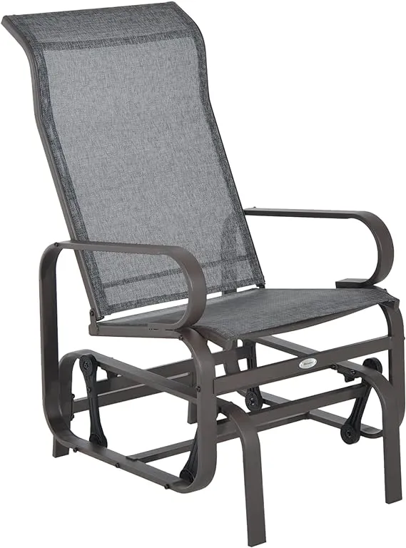 Outsunny Outdoor Glider Chair, Gliders for Outside Patio with Smooth Rocking Mechanism and Lightweight Construction for Backyard, Brown