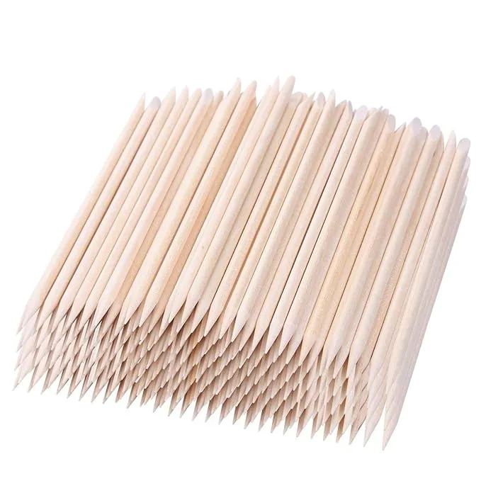 Beauticom 1000 Pcs 4.5" Double Sided Cuticle Wood Stick Pusher Remover - Pointed end and Tapered Flat End - For Manicure and Pedicure Tools (1000 Pieces)