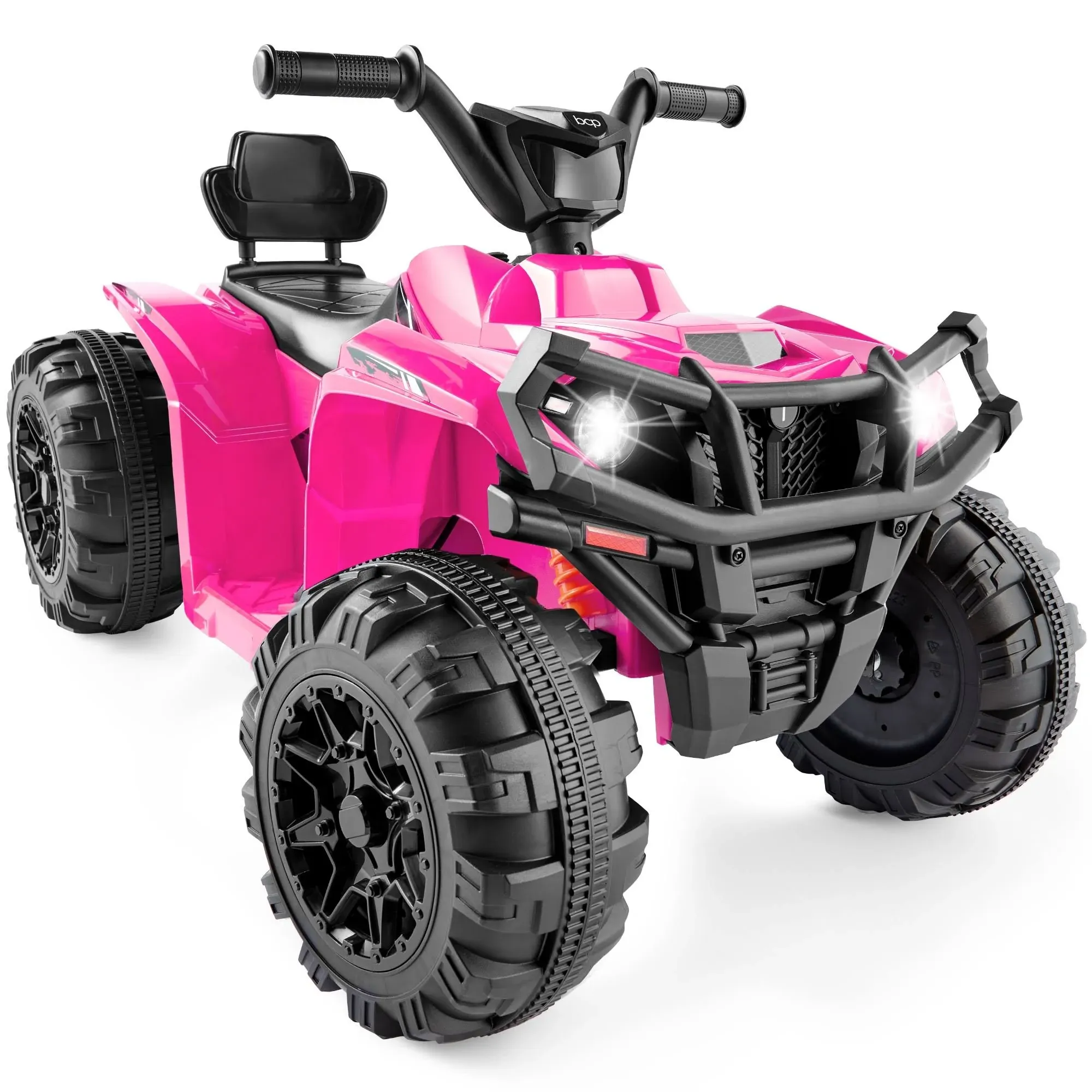 Best Choice Products 12V Kids Ride-On ATV Quad w/ Bluetooth, 2.4mph Max, Treaded Tires, LED Lights, Radio - Hot Pink