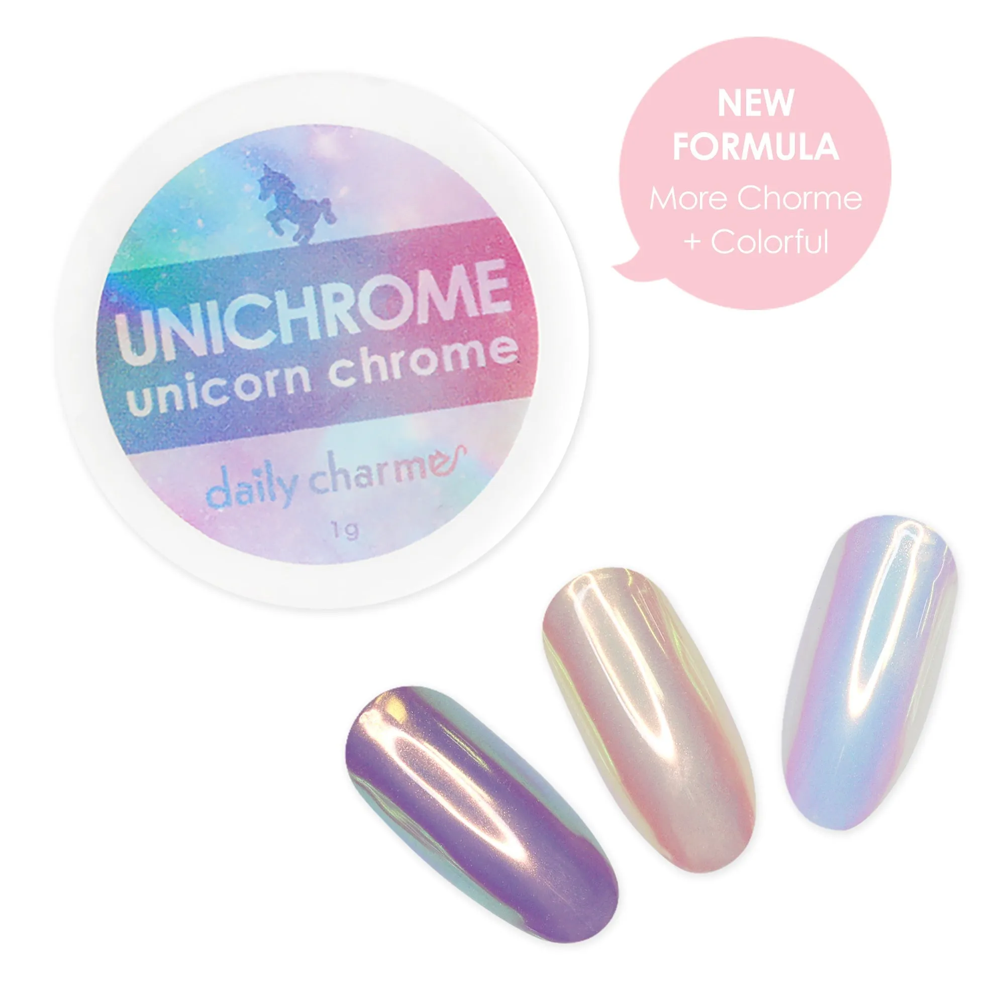 Daily Charme Aurora Unichrome Unicorn Nail Chrome Powder (Aurora) 1g, Mermaid Aurora Nail Powder, Mermaid Pigment, Pearlescent Nail Art Decoration, Home DIY/Nail Salon Manicure