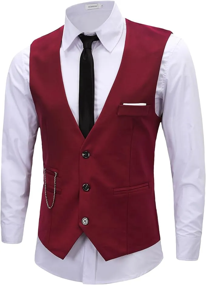 Men Slim Suit Vest Business Formal Dress Waistcoat V-Neck Sleeveless Jacket Top