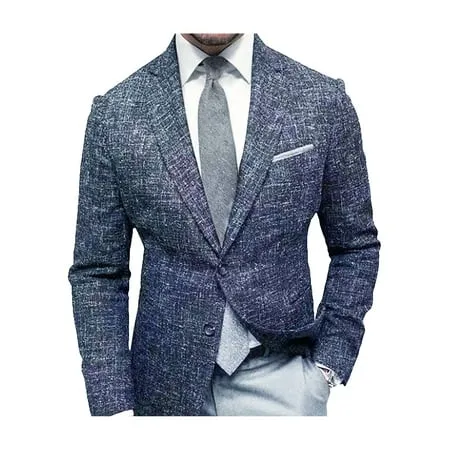 Men s Blazer Plaid Wool Suit Coats Lapel Long Sleeve Button Suit Business Casual and Formal Suit Jacket