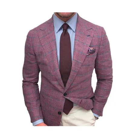 Men s Blazer Plaid Wool Suit Coats Lapel Long Sleeve Button Suit Business Casual and Formal Suit Jacket