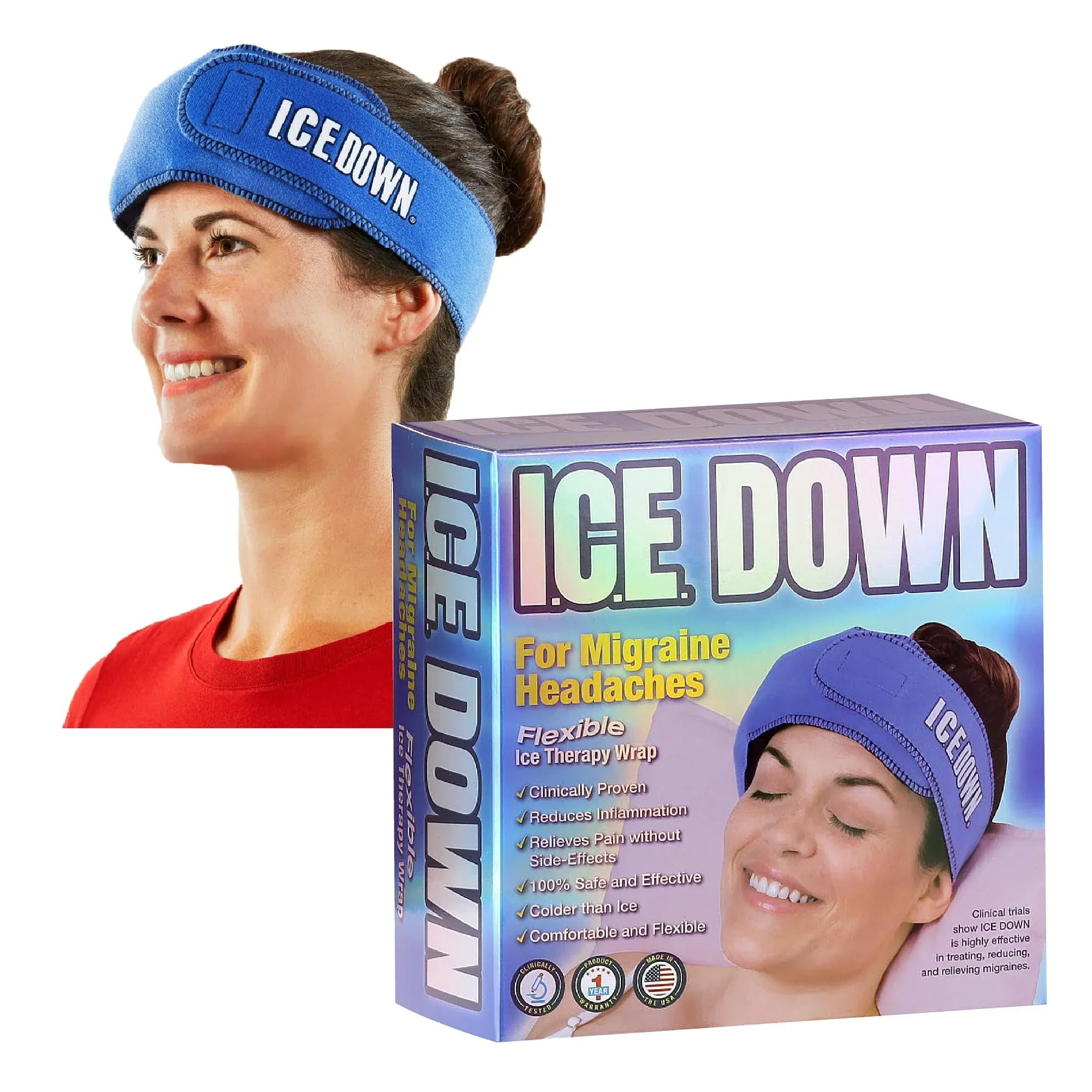 I.C.E. Down Migraine Cold Therapy Head Wrap