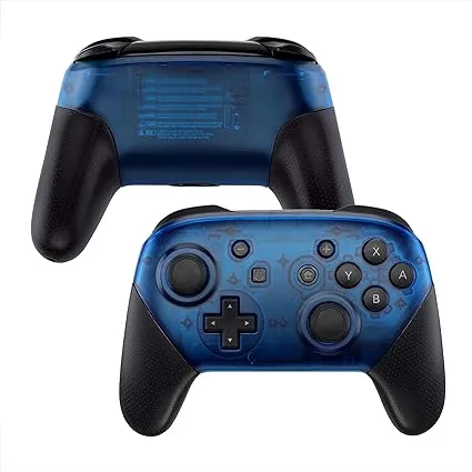 eXtremeRate Transparent Blue Faceplate and Backplate for Nintendo Switch Pro Controller, DIY Replacement Shell Housing Case for Nintendo Switch Pro - Controller NOT Included