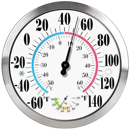 Lirches 12 Indoor Outdoor Thermometer Hygrometer - Premium Steel Outdoor Thermometer Large Numbers, Hanging Wall Thermometer Hygrometer