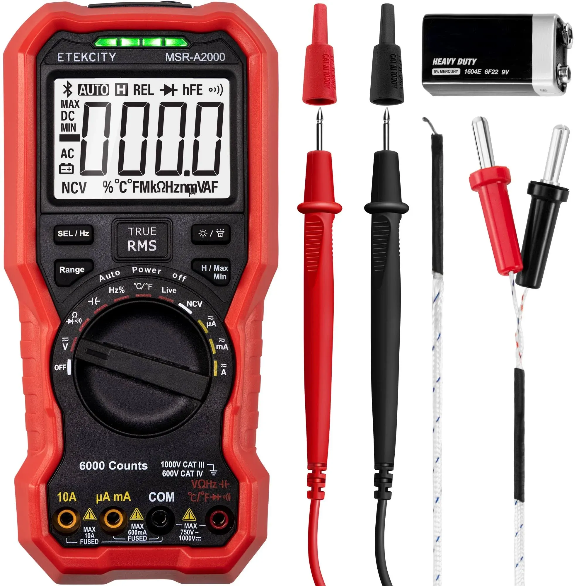 Etekcity Digital Multimeter Voltmeter TRMS 6000 Counts, AC DC Voltage Meter and ...