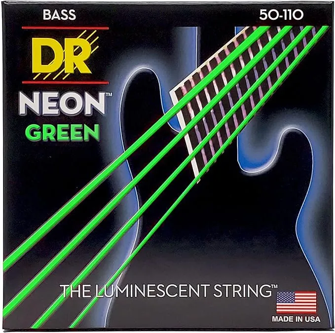 DR Strings Hi-Def NEON Green Coated 4-String Bass Strings Heavy (50-110)