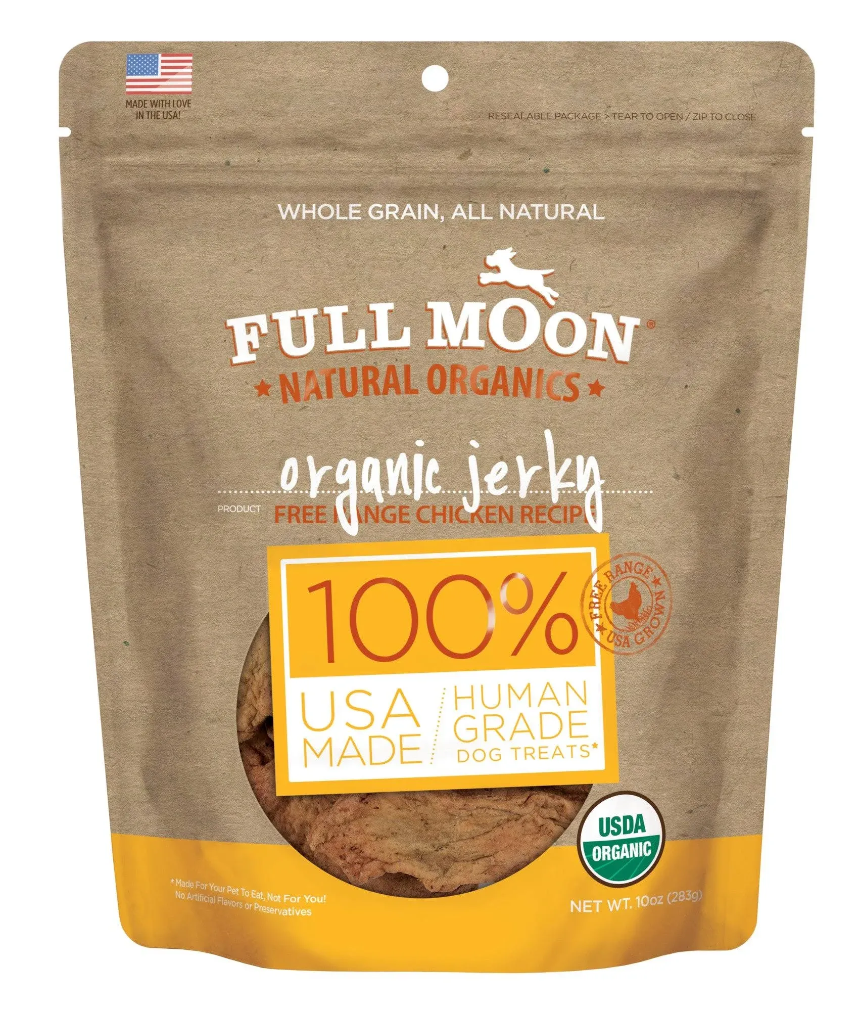 Full Moon Organic Chicken Jerky, Human-Grade Dog Treats 16 oz