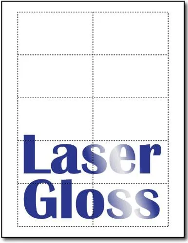 Glossy Business Cards for Laser Printers - 2&#034; x 3 1/2&#034; - 10 per Sheet (250 Bu...