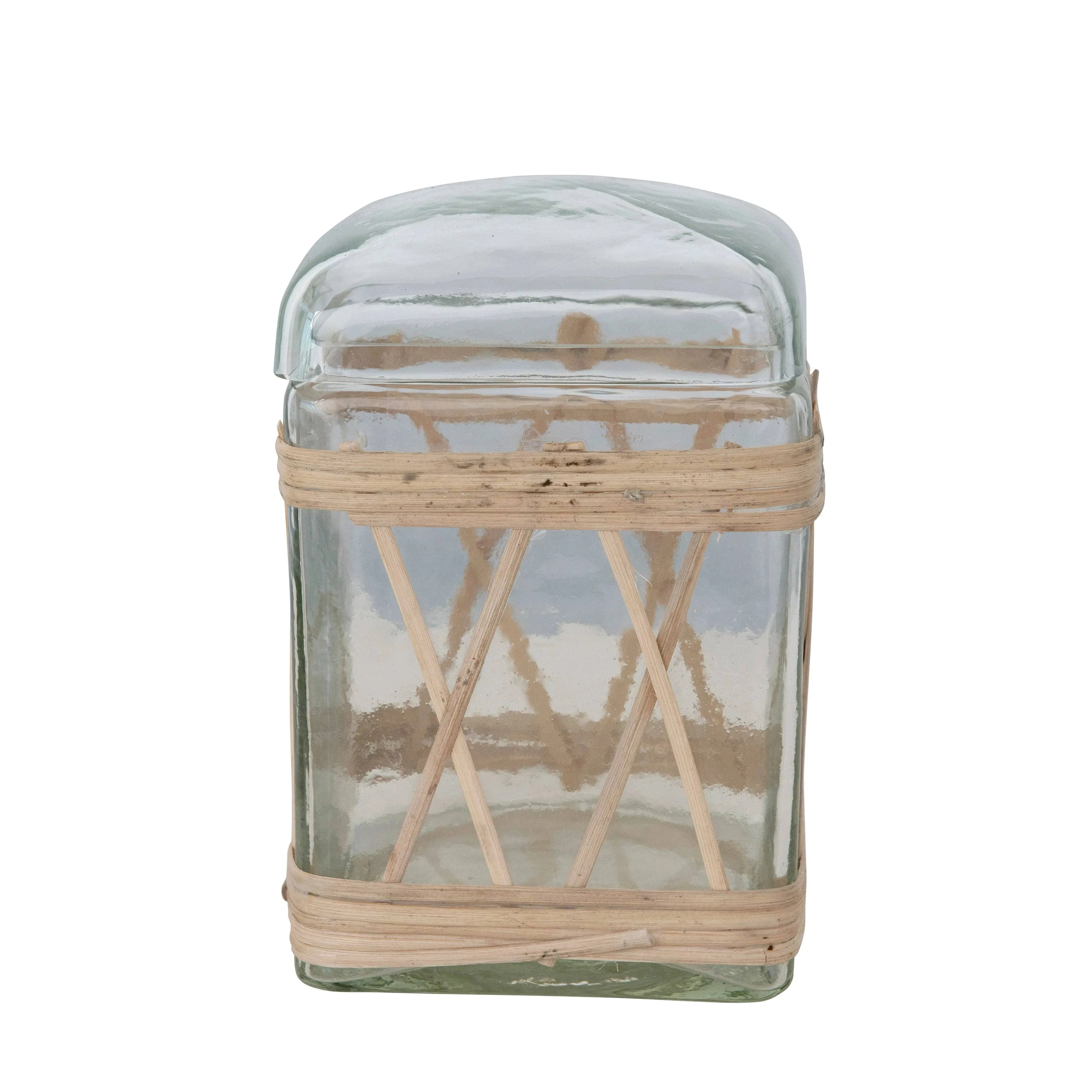 Square Rattan Glass Jar