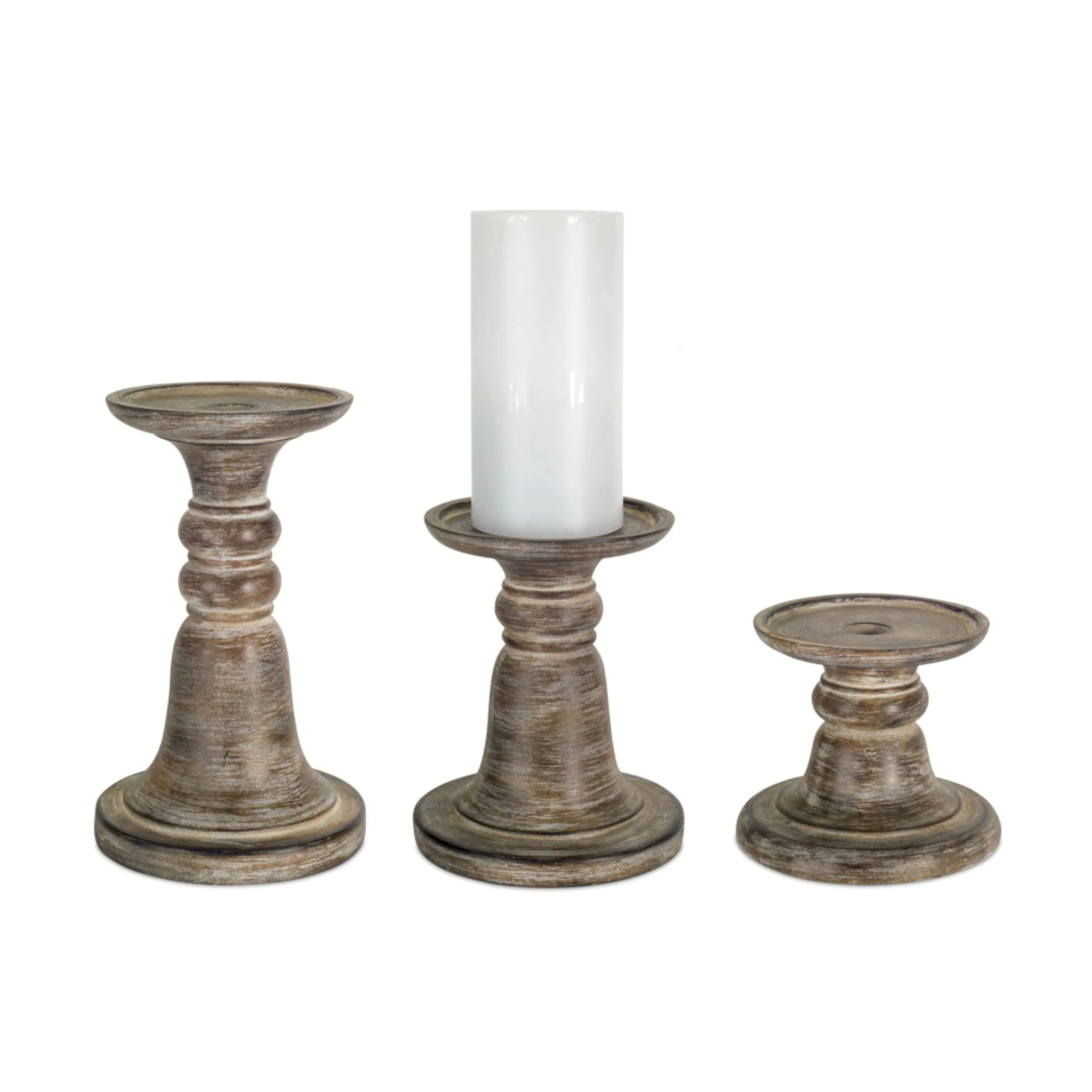 Whitish brown candle holder, Set of 3