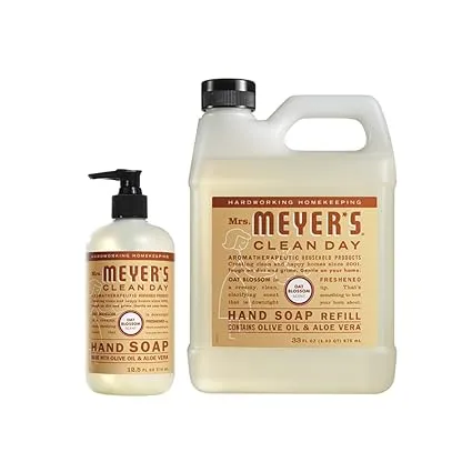 Mrs. Meyer's - Recambio de jabón de manos, hecho con aceites esenciales, fórmula biodegradable, geranio, 33 onzas líquidas