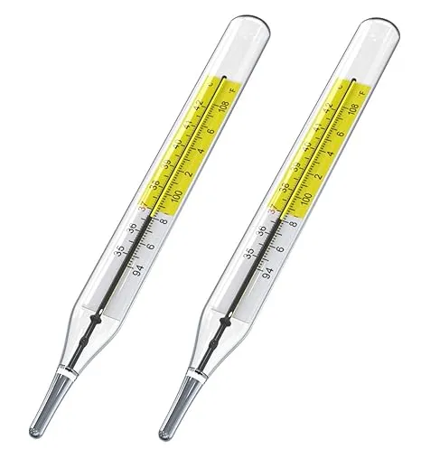 2pcs Glass Thermometer Mercury Free Clinlic Thermometer Traditional Thermometer Dual Scale Mercury Free C&F 2PK