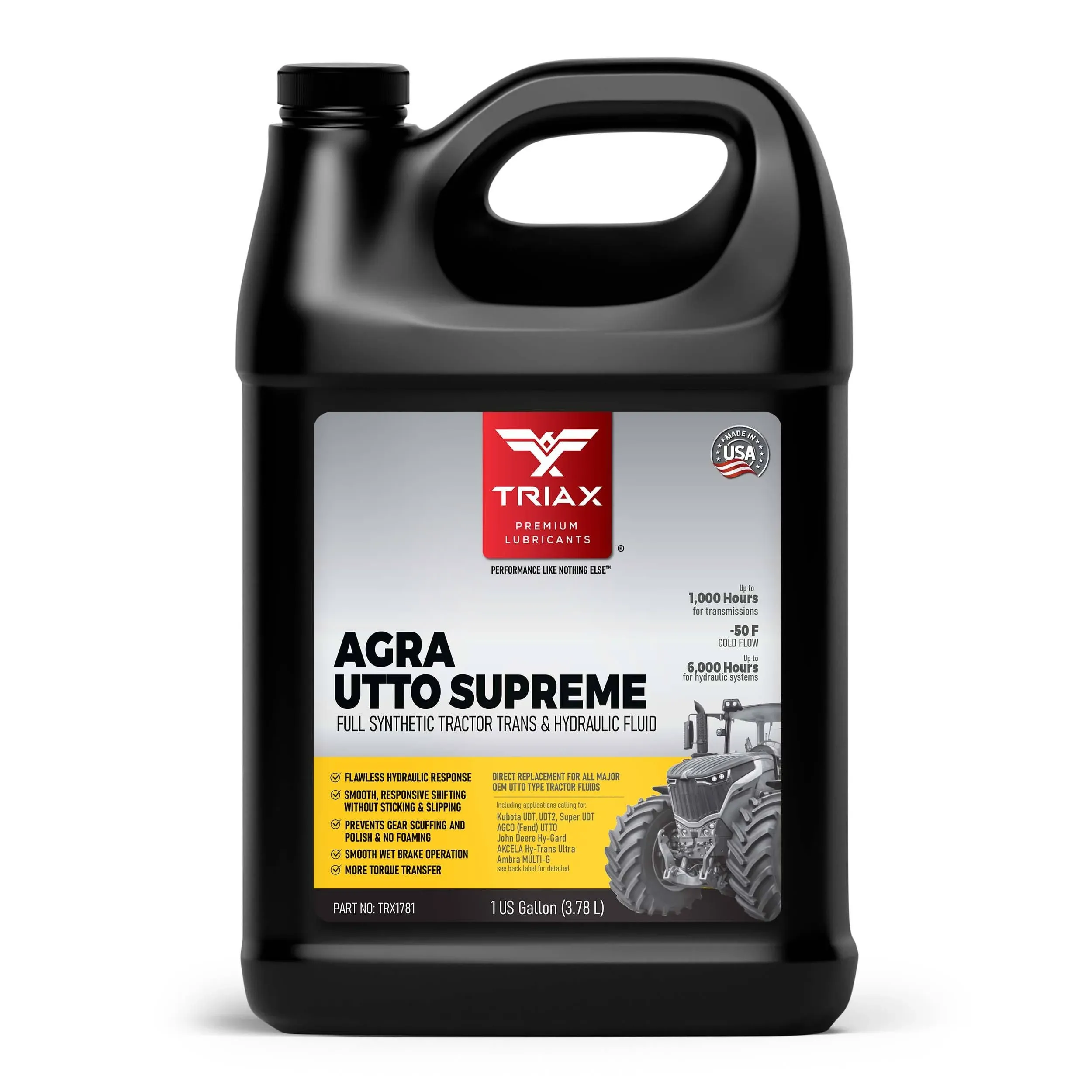 Triax Agra Utto Supreme Tractor Htf Full Synthetic, Universal Hydraulic Transmission Fluid and Wet Brake Oil, All Season, replaces 99% of OEM