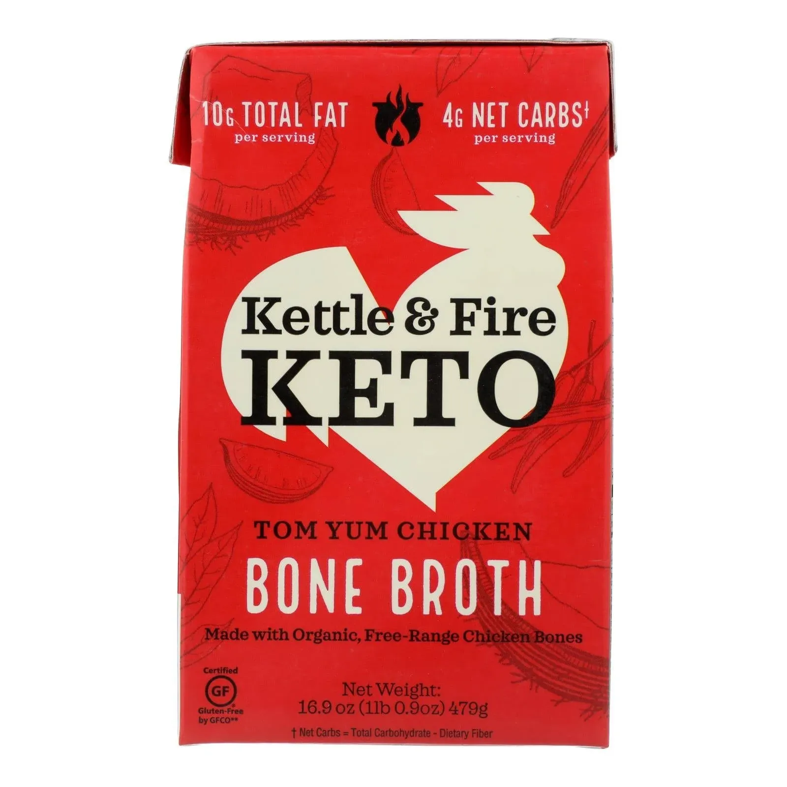 Kettle & Fire Keto Bone Broth, Tom Yum Chicken - 16.9 oz