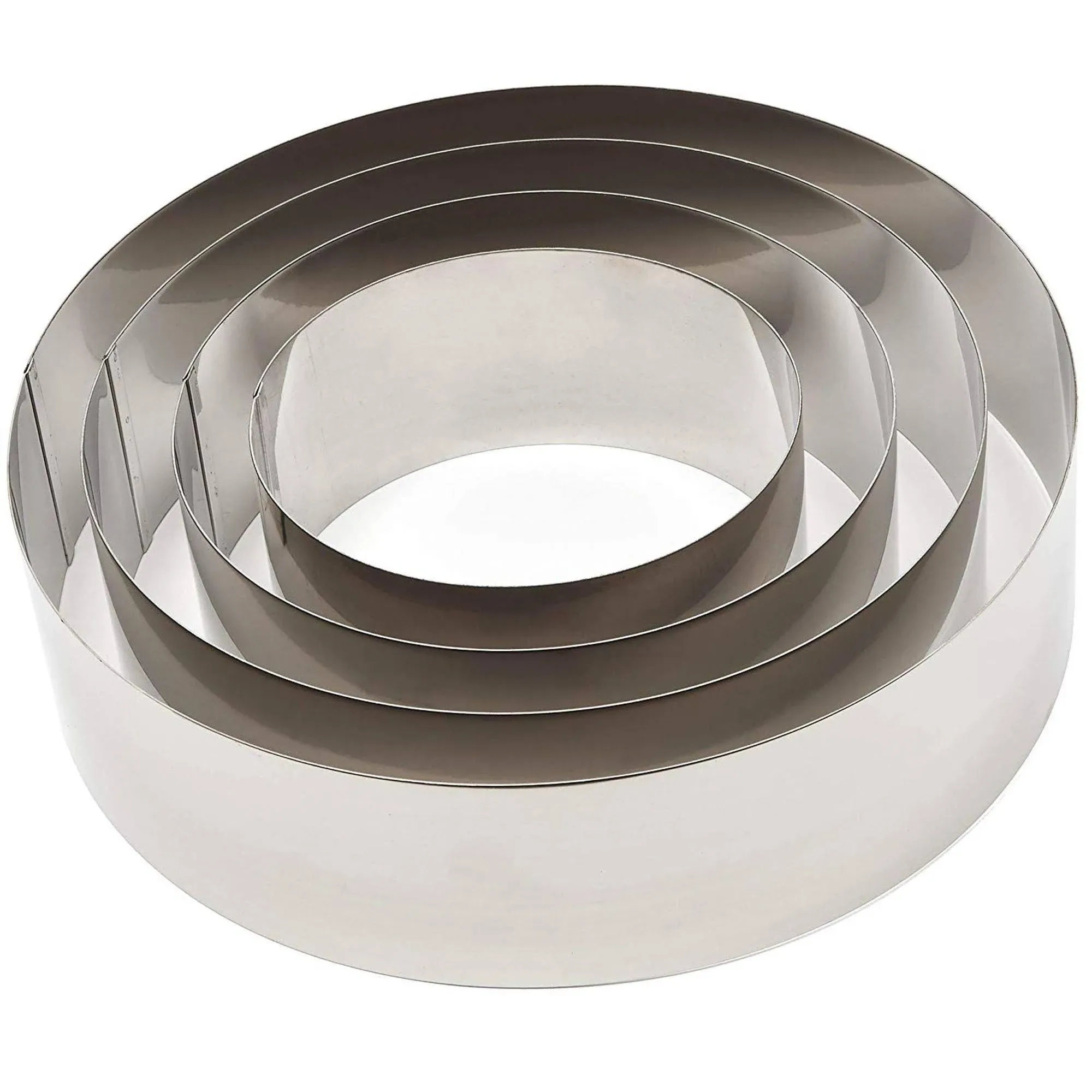 4 Piece Metal Cake Rings for Pancakes, Sponge Cake, Baking Essentials, 4 Sizes