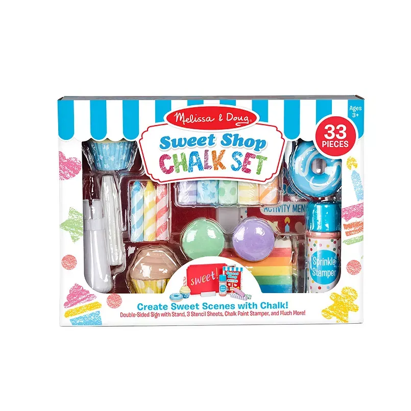 Melissa & Doug 33-Piece Sweet Shop Multi-Colored Chalk and Holders Play Set