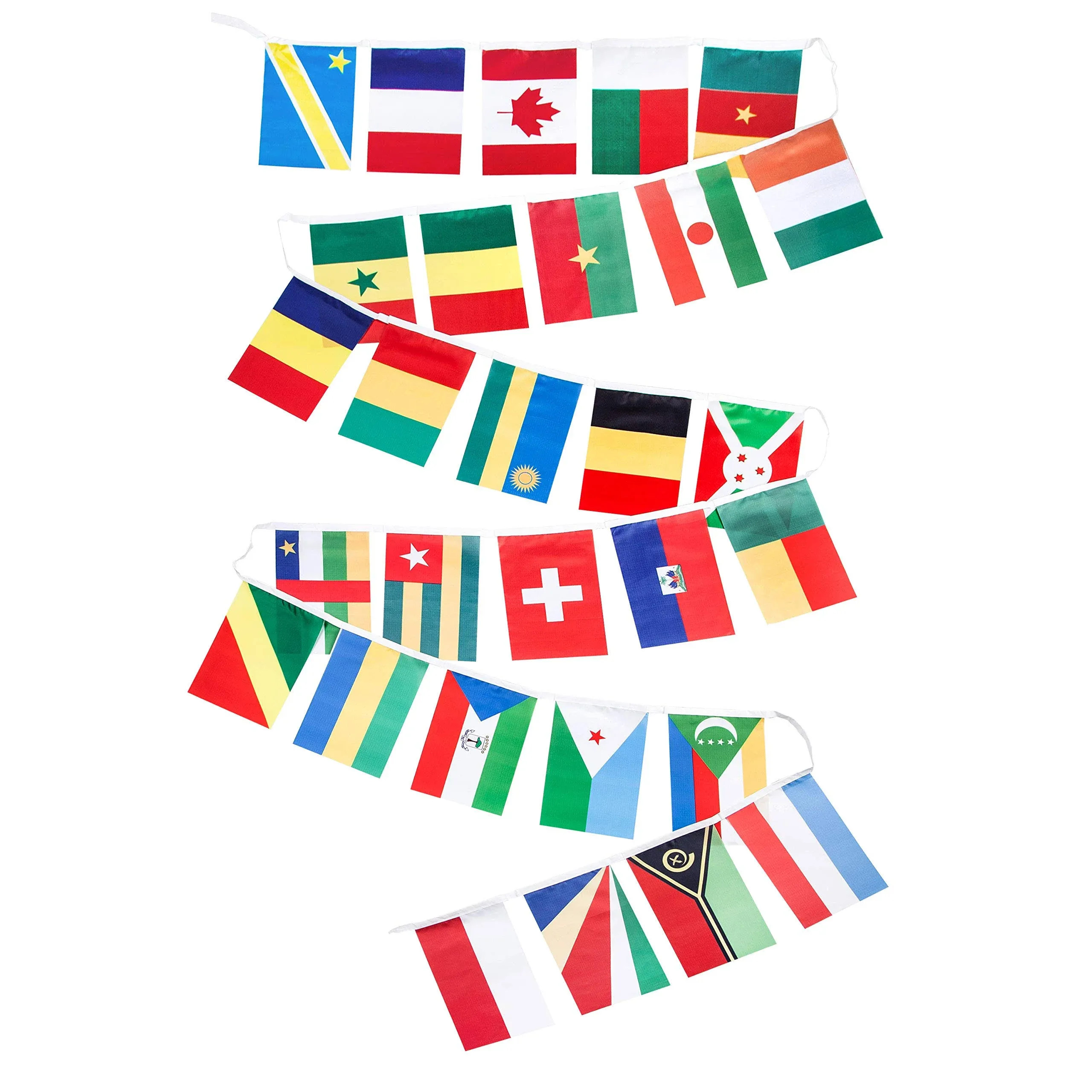 Quarterhouse French Language Country Flags - 29 Francophone Countries Per String - Polyester, 8 x 12 Inches