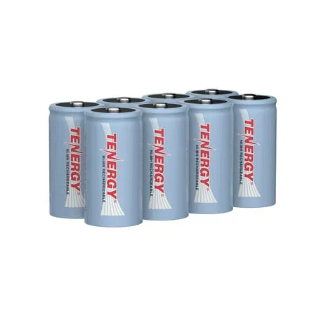 Tenergy C Size Battery 1.2V 5000mAh High Capacity NiMH Rechargeable Battery for LED Flashlights Kids Toy and More (8 pcs)