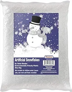 Prextex Artificial Snow 30 Ounces Fake Snow Flakes for Winter Decoration, Village ...