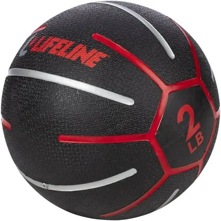 Lifeline USA Fitness Exercise Training Medicine Ball - 2 lb. - Black/Red