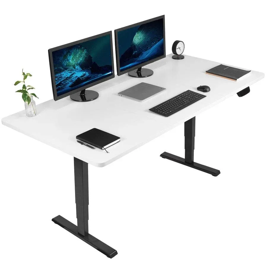 vivo Electric 71 x 36 Stand Up Desk, White Table Top, Black Frame