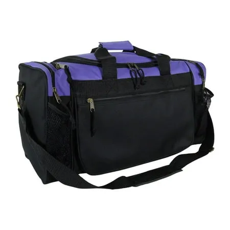 Dalix 20 inch Sports Duffle Bag W Water Bottle Mesh and Valuables Pockets in Purple