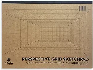 Koala Tools | Drawing Perspective (1 and 2-Point) Large Sketch Pad (1 Point - 9 x 12)