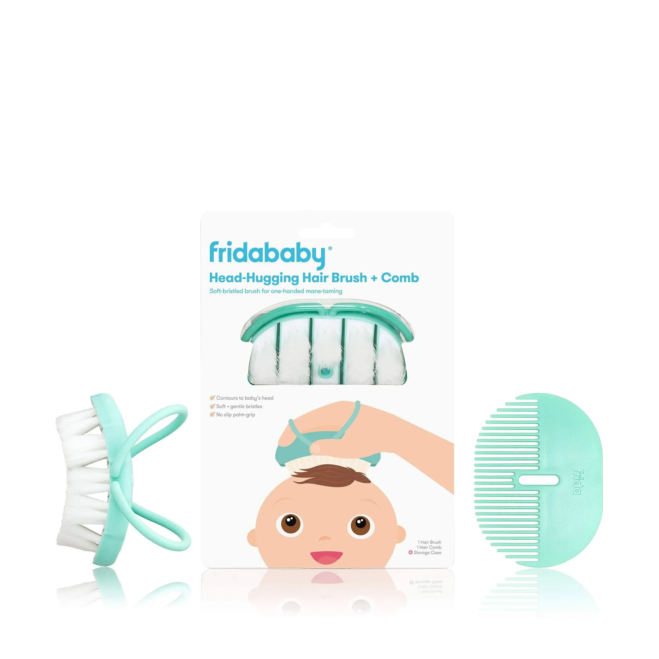 Fridababy Head Hugging Hair Brush + Comb with Case