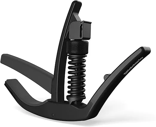 Planet Waves by D'Addario Planet Waves Guitar Capo – NS Artist - For 6-String Electric and Acoustic Guitars - Single Hand Use – Integrated Pick Holder -Black